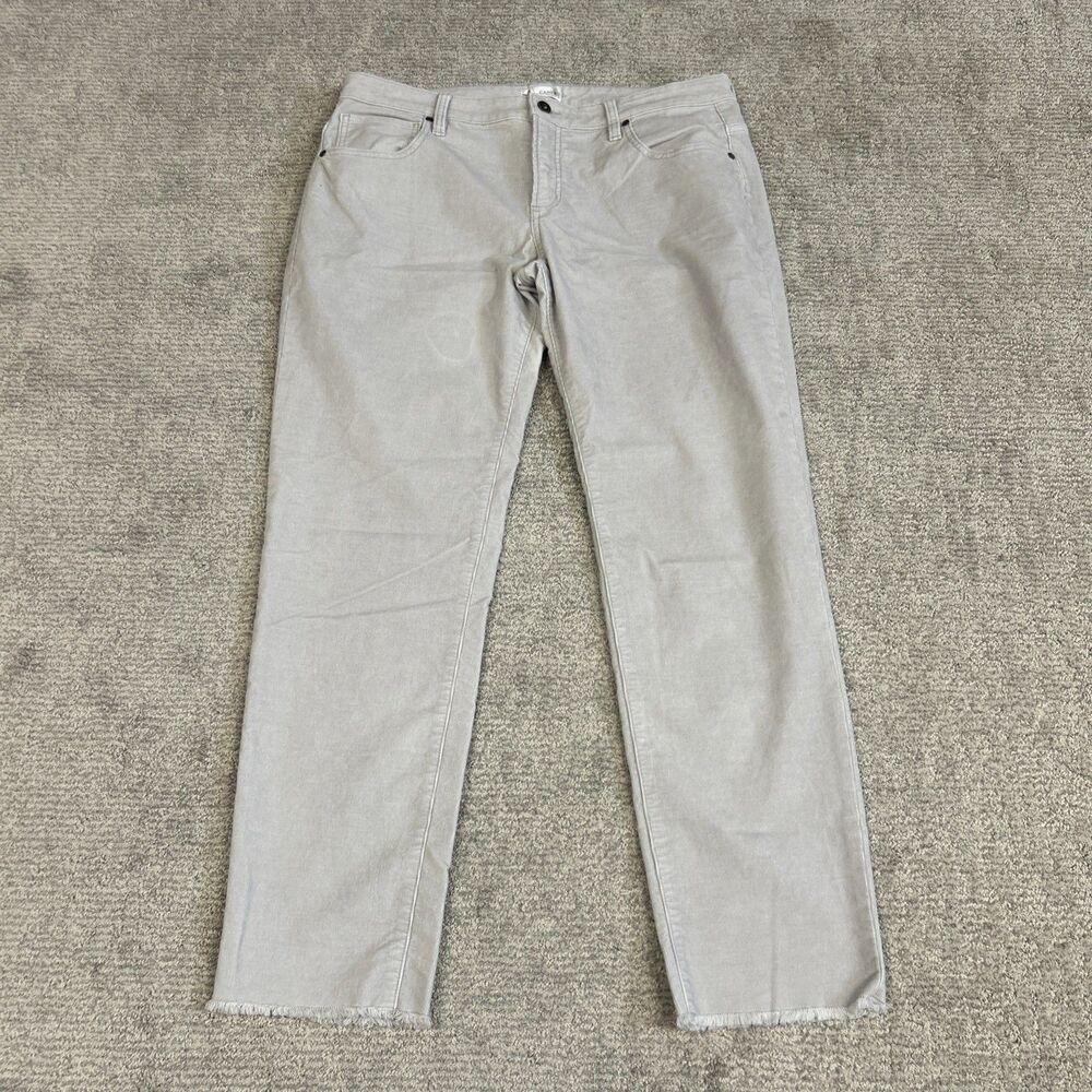 Carve Designs Pants Womens 12 Light Gray Corduroy Straight Raw Hem Organic
